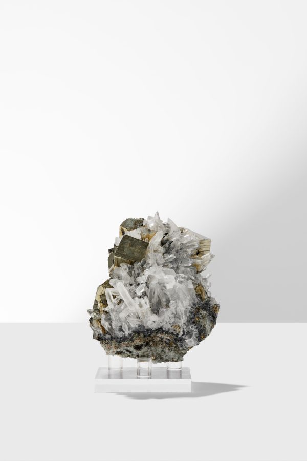 Natural Golden Cube Pyrite & Needle point Quartz specimen