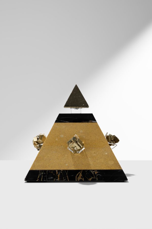 Abstract Sculpture “Golden Pyrite Clusters”