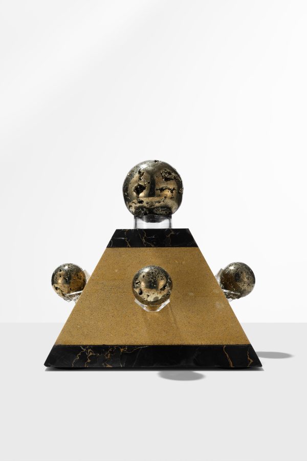 Abstract Sculpture “Golden Pyrite Spheres”